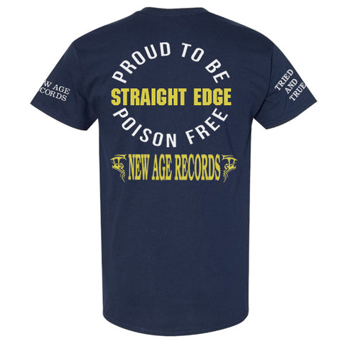 "Proud To Be Poison Free" New Age Straight Edge Navy Tee