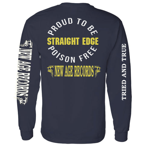 "Proud To Be Poison Free" New Age Straight Edge Long Sleeve Tee Navy